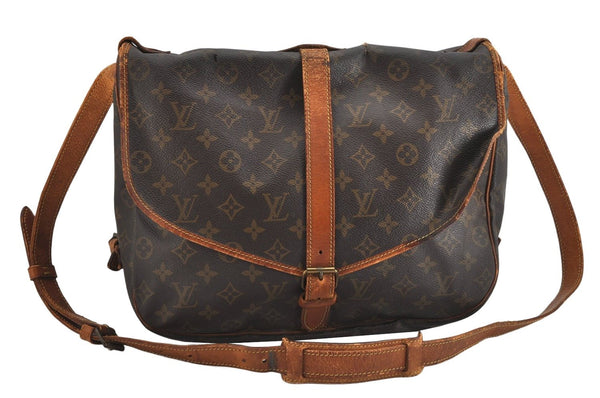 Authentic Louis Vuitton Monogram Saumur 35 Shoulder Cross Bag M42254 LV 2237K