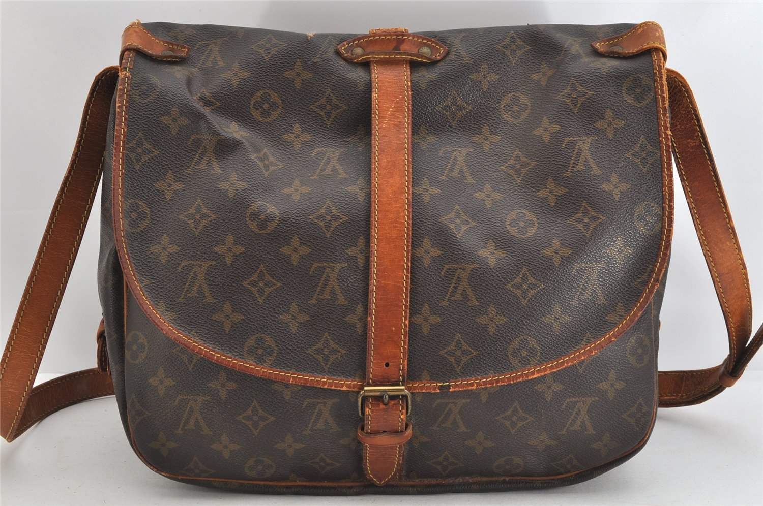 Authentic Louis Vuitton Monogram Saumur 35 Shoulder Cross Bag M42254 LV 2237K