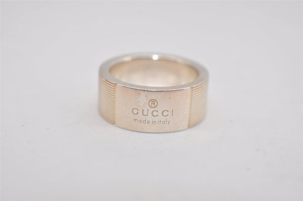 Authentic GUCCI Vintage Logo Flat Band Ring Size 11 Silver 2238J