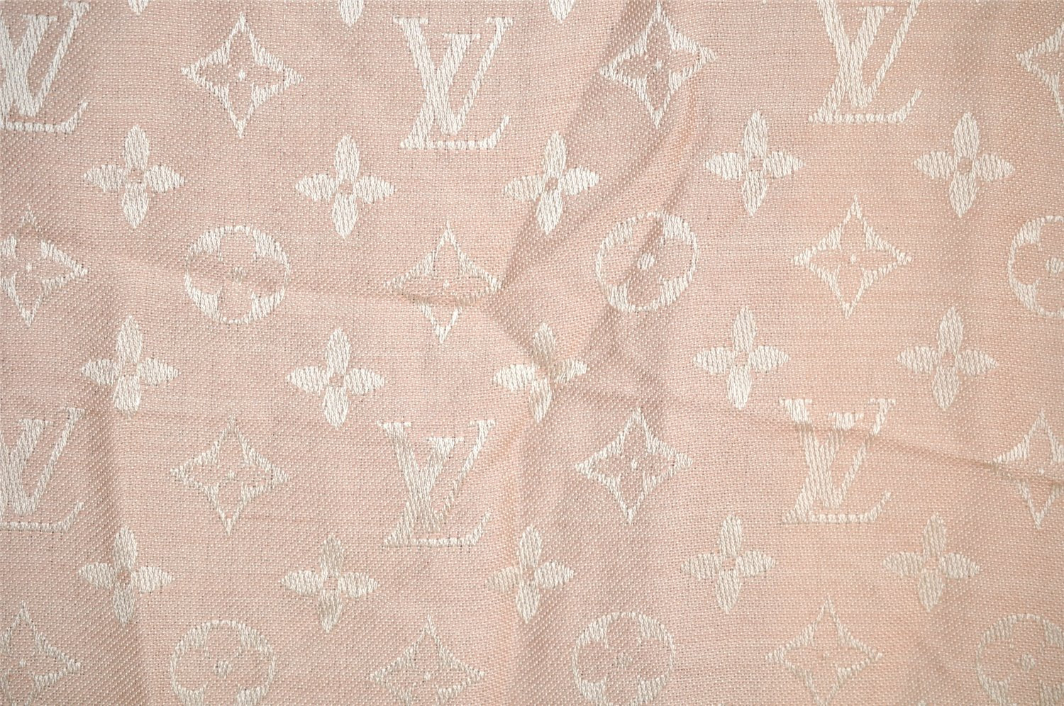 Authentic Louis Vuitton Monogram Stole Scarf Shawl Silk Wool M76874 Pink 2240I