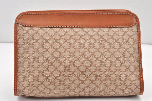 Authentic CELINE Macadam Blason Pattern Clutch Hand Bag PVC Leather Beige 2241K