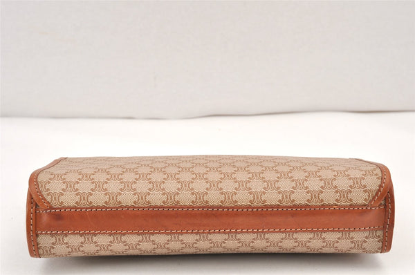 Authentic CELINE Macadam Blason Pattern Clutch Hand Bag PVC Leather Beige 2241K