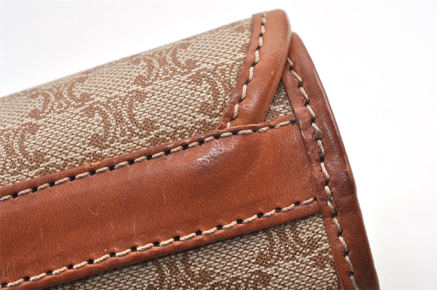 Authentic CELINE Macadam Blason Pattern Clutch Hand Bag PVC Leather Beige 2241K
