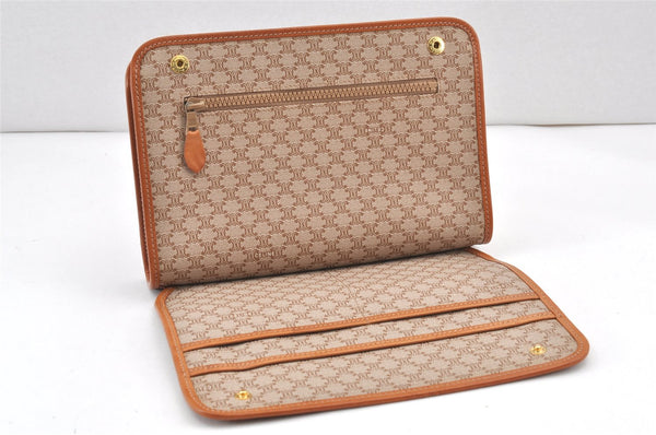 Authentic CELINE Macadam Blason Pattern Clutch Hand Bag PVC Leather Beige 2241K