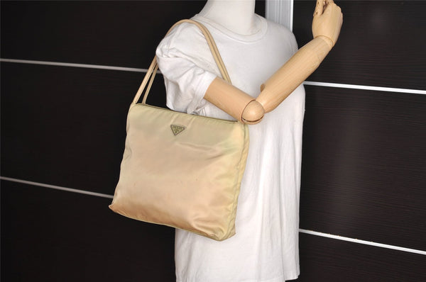 Authentic PRADA TESSUTO CITY Vintage Nylon Shoulder Hand Bag B6242 Beige 2242I