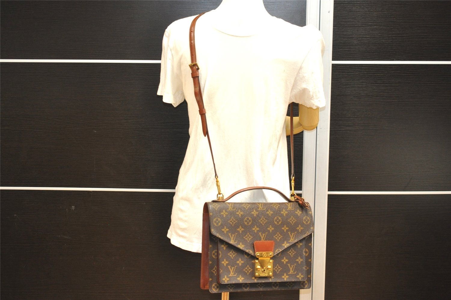 Authentic Louis Vuitton Monogram Monceau 2Way Shoulder Hand Bag M51185 LV 2244I