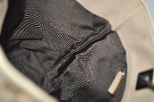 Authentic GUCCI Vintage Shoulder Tote Bag GG Canvas Leather 31244 Beige 2245I