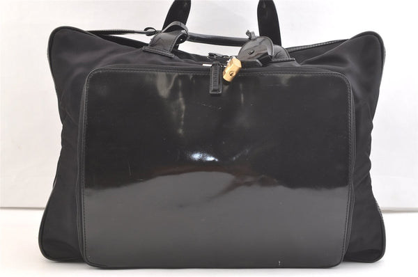 Authentic GUCCI Vintage Briefcase Business Bag Nylon Enamel Black 2248K