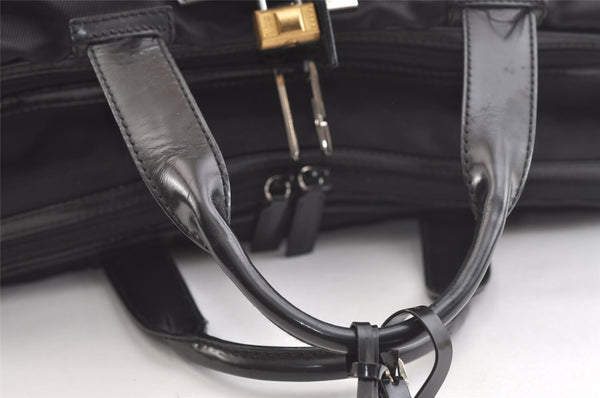 Authentic GUCCI Vintage Briefcase Business Bag Nylon Enamel Black 2248K