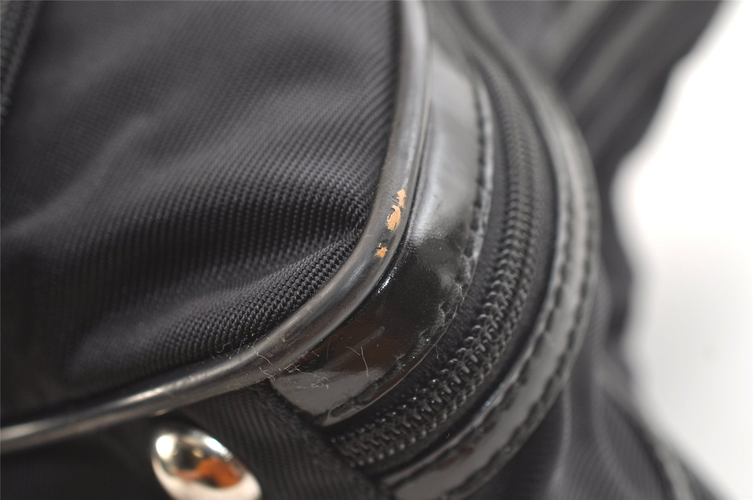 Authentic GUCCI Vintage Briefcase Business Bag Nylon Enamel Black 2248K