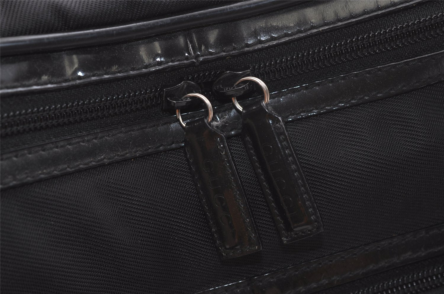 Authentic GUCCI Vintage Briefcase Business Bag Nylon Enamel Black 2248K