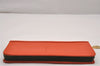 Authentic YVES SAINT LAURENT Round Zip Long Wallet Purse Leather Orange 2249J