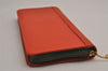 Authentic YVES SAINT LAURENT Round Zip Long Wallet Purse Leather Orange 2249J