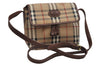 Authentic Burberrys Nova Check Shoulder Cross Body Bag PVC Leather Beige 2250K