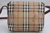 Authentic Burberrys Nova Check Shoulder Cross Body Bag PVC Leather Beige 2250K