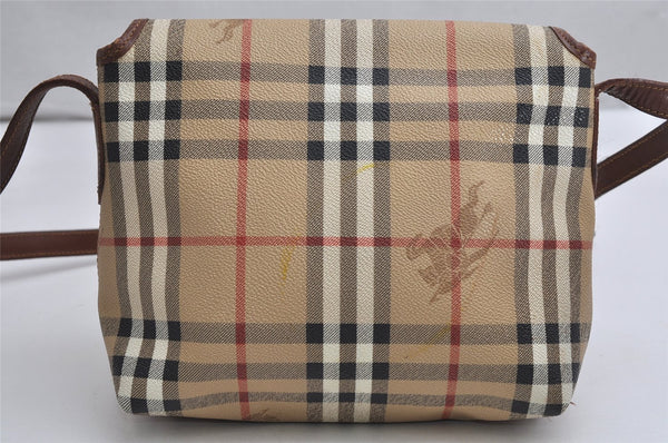 Authentic Burberrys Nova Check Shoulder Cross Body Bag PVC Leather Beige 2250K