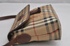 Authentic Burberrys Nova Check Shoulder Cross Body Bag PVC Leather Beige 2250K