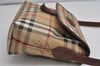 Authentic Burberrys Nova Check Shoulder Cross Body Bag PVC Leather Beige 2250K