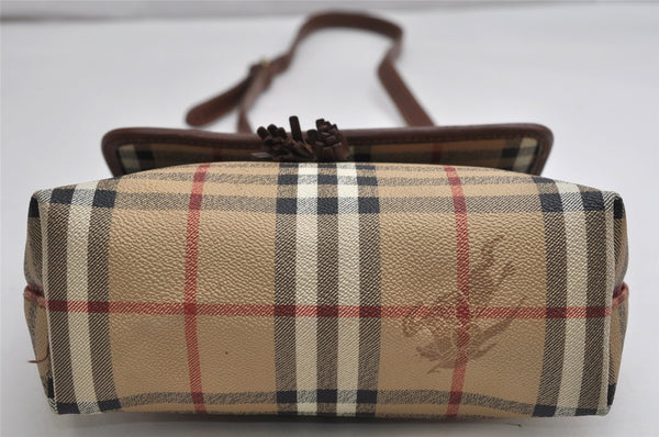 Authentic Burberrys Nova Check Shoulder Cross Body Bag PVC Leather Beige 2250K