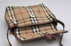 Authentic Burberrys Nova Check Shoulder Cross Body Bag PVC Leather Beige 2250K