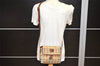 Authentic Burberrys Nova Check Shoulder Cross Body Bag PVC Leather Beige 2250K