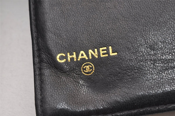 Authentic CHANEL Vintage Caviar Skin CoCo Mark Long Wallet Purse Black 2251I