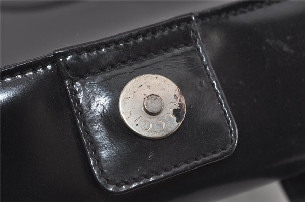 Authentic GUCCI Interlocking G 2Way Shoulder Hand Bag Enamel Black Junk 2252I