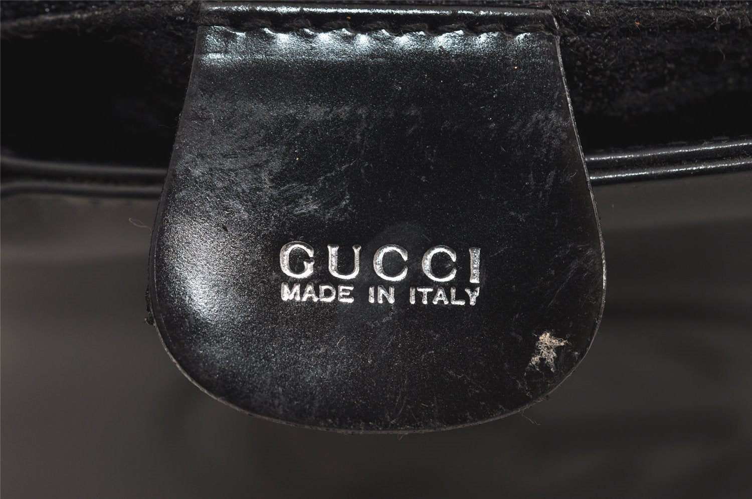 Authentic GUCCI Interlocking G 2Way Shoulder Hand Bag Enamel Black Junk 2252I