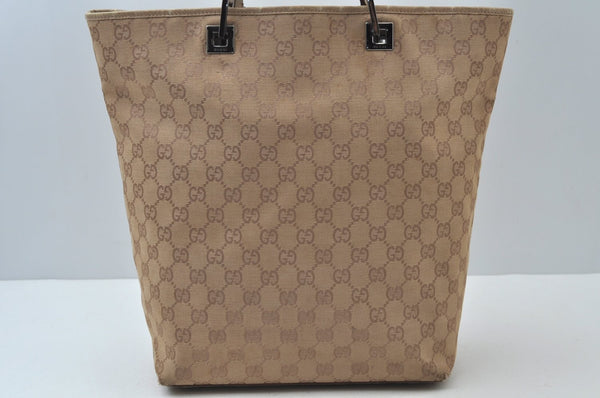 Authentic GUCCI Shoulder Hand Tote Bag GG Canvas Leather 31243 Beige 2252J