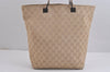 Authentic GUCCI Shoulder Hand Tote Bag GG Canvas Leather 31243 Beige 2252J
