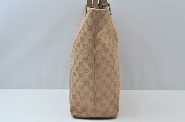 Authentic GUCCI Shoulder Hand Tote Bag GG Canvas Leather 31243 Beige 2252J