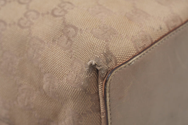 Authentic GUCCI Shoulder Hand Tote Bag GG Canvas Leather 31243 Beige 2252J