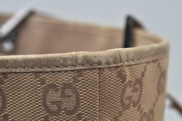 Authentic GUCCI Shoulder Hand Tote Bag GG Canvas Leather 31243 Beige 2252J