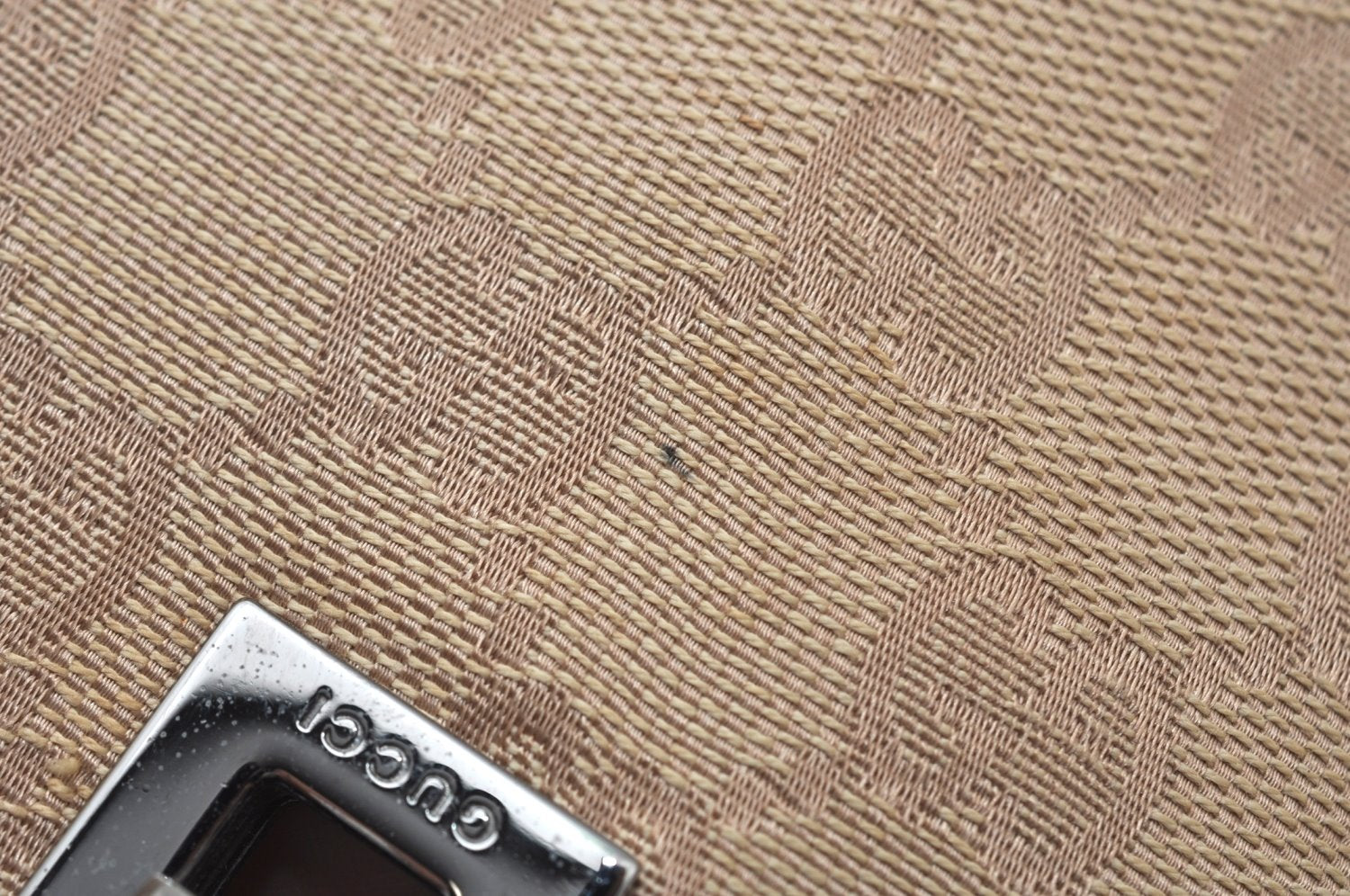 Authentic GUCCI Shoulder Hand Tote Bag GG Canvas Leather 31243 Beige 2252J