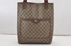 Authentic GUCCI Web Sherry Line Shoulder Tote Bag GG PVC Leather Brown 2253J