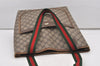 Authentic GUCCI Web Sherry Line Shoulder Tote Bag GG PVC Leather Brown 2253J