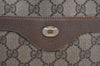 Authentic GUCCI Web Sherry Line Shoulder Tote Bag GG PVC Leather Brown 2253J