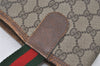 Authentic GUCCI Web Sherry Line Shoulder Tote Bag GG PVC Leather Brown 2253J