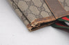 Authentic GUCCI Web Sherry Line Shoulder Tote Bag GG PVC Leather Brown 2253J