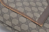 Authentic GUCCI Web Sherry Line Shoulder Tote Bag GG PVC Leather Brown 2253J