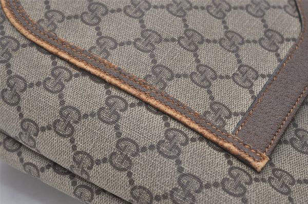Authentic GUCCI Web Sherry Line Shoulder Tote Bag GG PVC Leather Brown 2253J