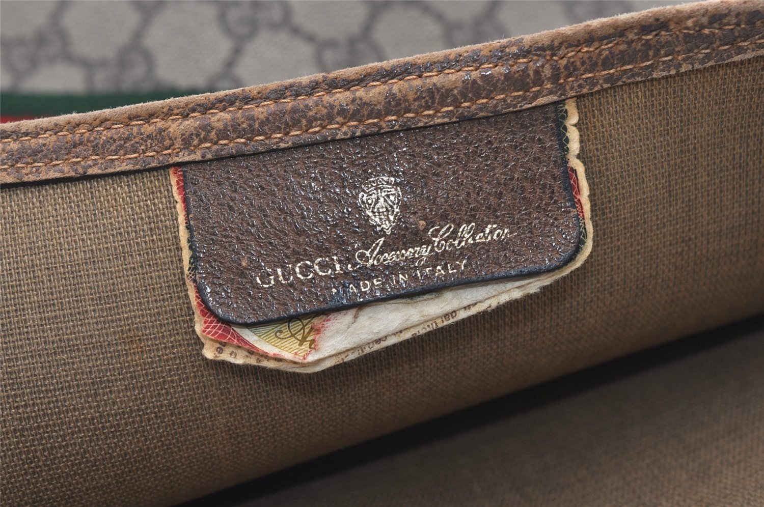 Authentic GUCCI Web Sherry Line Shoulder Tote Bag GG PVC Leather Brown 2253J