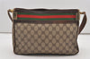 Authentic GUCCI Web Sherry Line Shoulder Bag Purse GG PVC Leather Brown 2254J