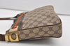 Authentic GUCCI Web Sherry Line Shoulder Bag Purse GG PVC Leather Brown 2254J