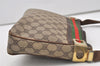 Authentic GUCCI Web Sherry Line Shoulder Bag Purse GG PVC Leather Brown 2254J