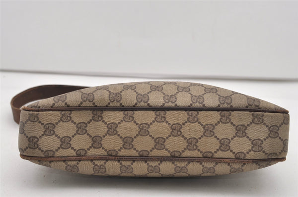 Authentic GUCCI Web Sherry Line Shoulder Bag Purse GG PVC Leather Brown 2254J