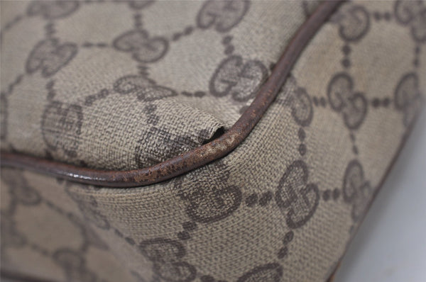Authentic GUCCI Web Sherry Line Shoulder Bag Purse GG PVC Leather Brown 2254J