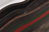 Authentic GUCCI Web Sherry Line Shoulder Bag Purse GG PVC Leather Brown 2254J