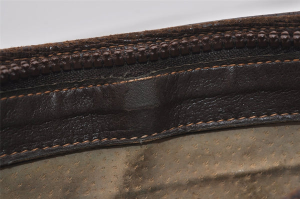 Authentic GUCCI Web Sherry Line Shoulder Bag Purse GG PVC Leather Brown 2254J