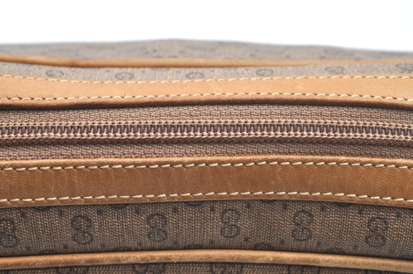 Authentic GUCCI Micro GG PVC Leather Clutch Hand Bag Purse Brown Junk 2256J